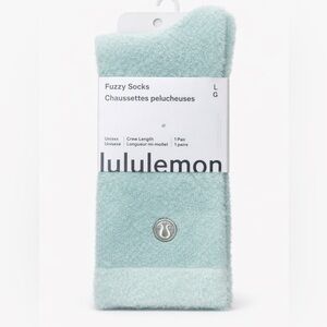 NWT Lululemon Fuzzy Crew Socks Mint Green Unisex L/G Soft Cozy Lounge Sock